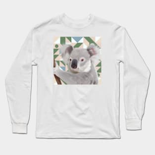 Fluffy Koala With Geometric Background Long Sleeve T-Shirt